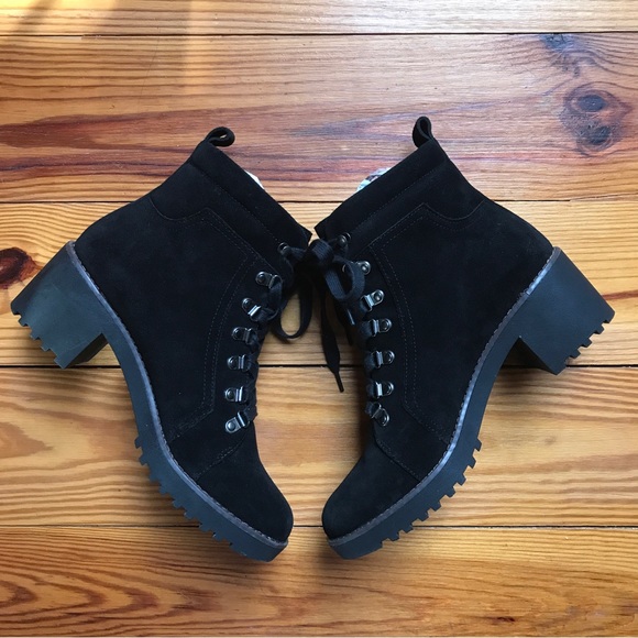 Caslon Black Lace Up Combat Boots Side Zipper, EUC, 8.5 - Picture 4 of 10